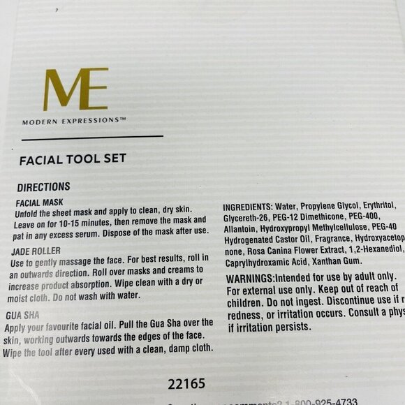 Modern Expressions 3 Piece Facial Tool Set Jade Roller Gua Sha & Sheet Mask - Picture 4 of 5